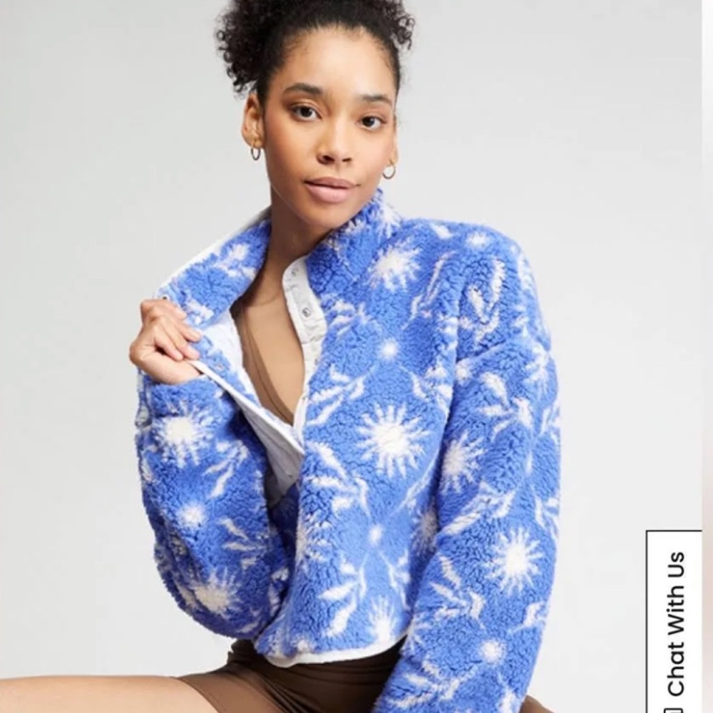 Pacsun Sherpa Fleece Pullover Snowflake Tile Half Snap Sweatshirt